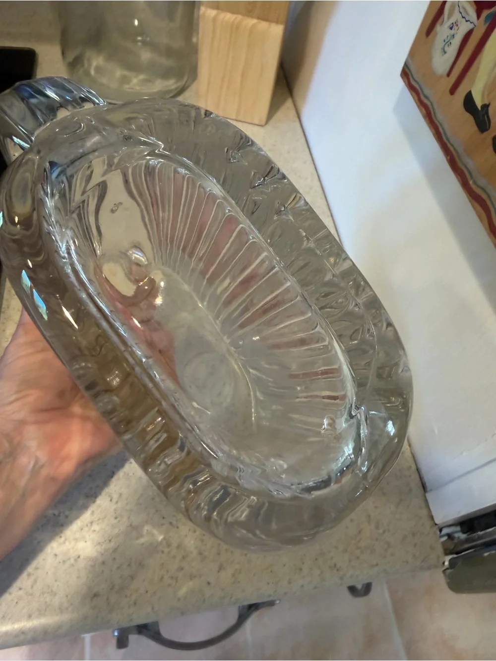 Villeroy & Boch Ribbed Crystal Quadra Art Deco Pitcher 32oz Rare